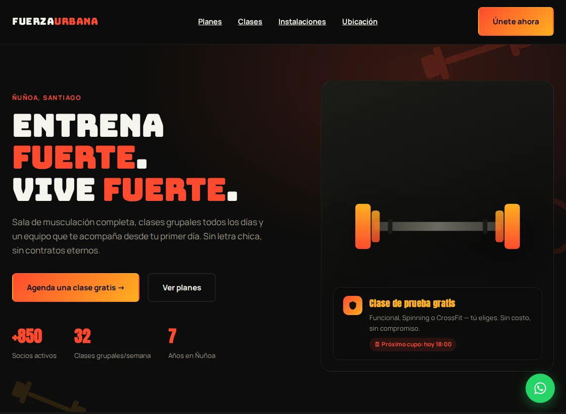 Vista previa del sitio de Fuerza Urbana